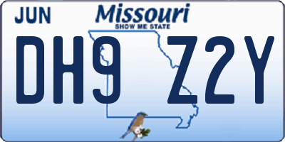 MO license plate DH9Z2Y