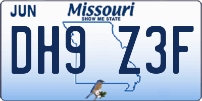 MO license plate DH9Z3F