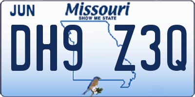 MO license plate DH9Z3Q