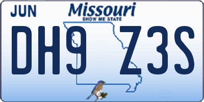 MO license plate DH9Z3S