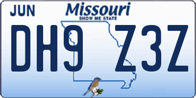 MO license plate DH9Z3Z