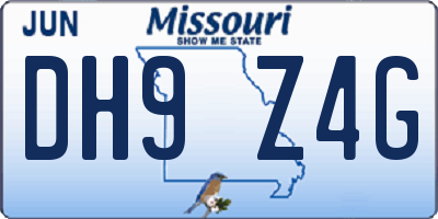 MO license plate DH9Z4G
