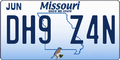 MO license plate DH9Z4N