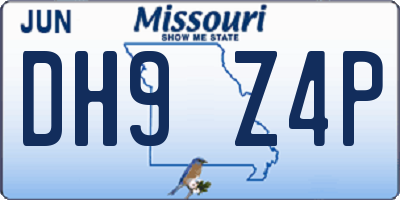 MO license plate DH9Z4P