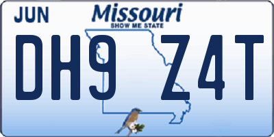 MO license plate DH9Z4T