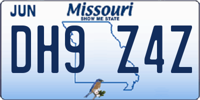 MO license plate DH9Z4Z