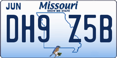 MO license plate DH9Z5B