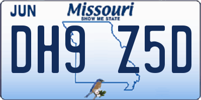 MO license plate DH9Z5D