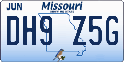 MO license plate DH9Z5G