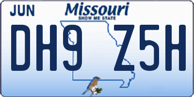 MO license plate DH9Z5H