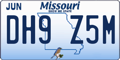MO license plate DH9Z5M