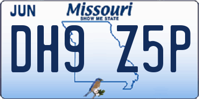 MO license plate DH9Z5P