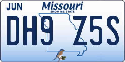 MO license plate DH9Z5S