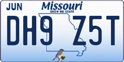 MO license plate DH9Z5T