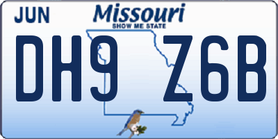 MO license plate DH9Z6B