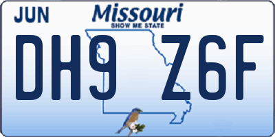 MO license plate DH9Z6F