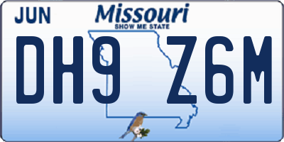 MO license plate DH9Z6M