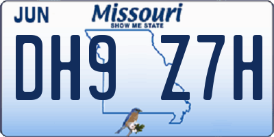 MO license plate DH9Z7H