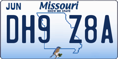 MO license plate DH9Z8A