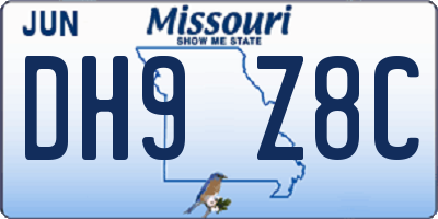 MO license plate DH9Z8C