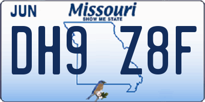 MO license plate DH9Z8F