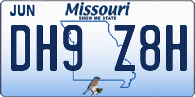 MO license plate DH9Z8H