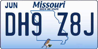 MO license plate DH9Z8J