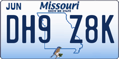 MO license plate DH9Z8K
