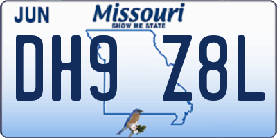 MO license plate DH9Z8L