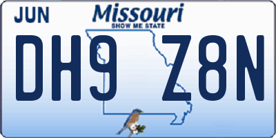 MO license plate DH9Z8N