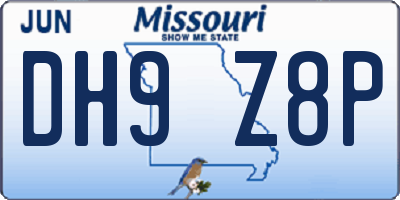 MO license plate DH9Z8P