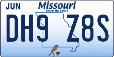 MO license plate DH9Z8S