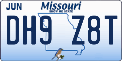 MO license plate DH9Z8T
