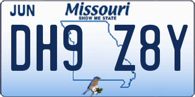 MO license plate DH9Z8Y