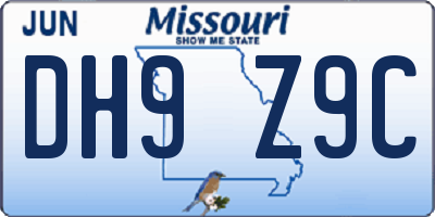 MO license plate DH9Z9C