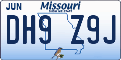 MO license plate DH9Z9J