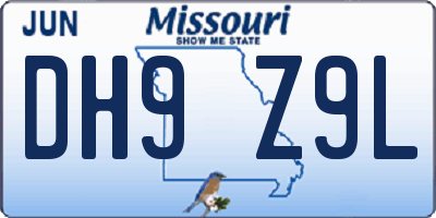 MO license plate DH9Z9L