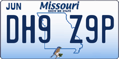 MO license plate DH9Z9P