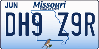 MO license plate DH9Z9R