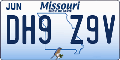 MO license plate DH9Z9V