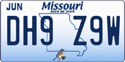 MO license plate DH9Z9W