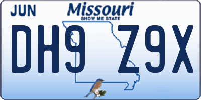 MO license plate DH9Z9X
