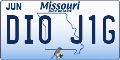 MO license plate DI0J1G