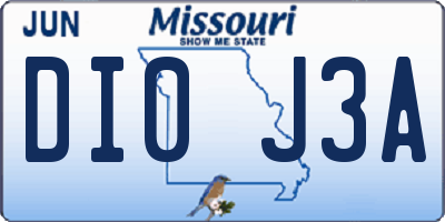 MO license plate DI0J3A