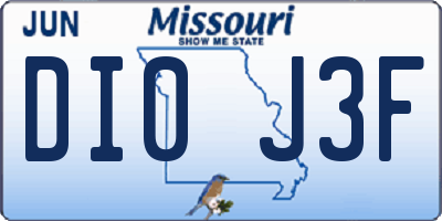 MO license plate DI0J3F