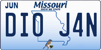 MO license plate DI0J4N