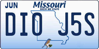 MO license plate DI0J5S