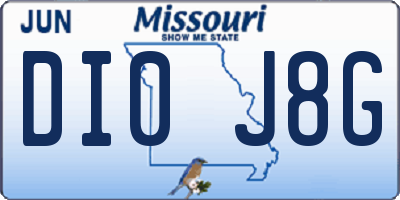 MO license plate DI0J8G