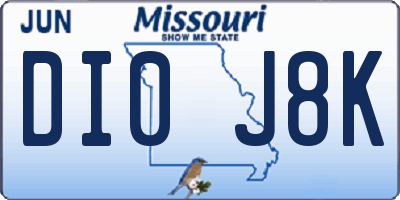 MO license plate DI0J8K