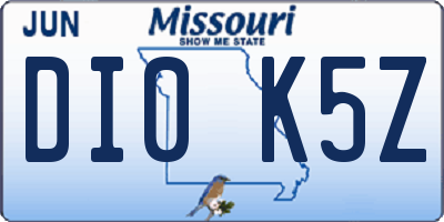 MO license plate DI0K5Z